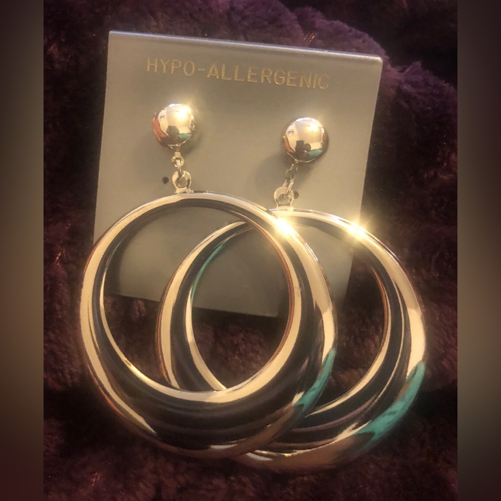 Hypo-Allergenic Silver Hoop Drop Earrings